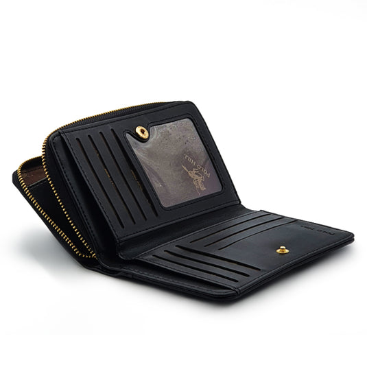 Snap Button Bi-Fold Wallet with Zipper