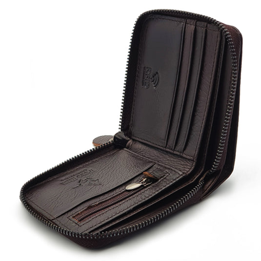 Genuine Leather RFID Blocking Bifold Wallet with Gift Box - Ziparound