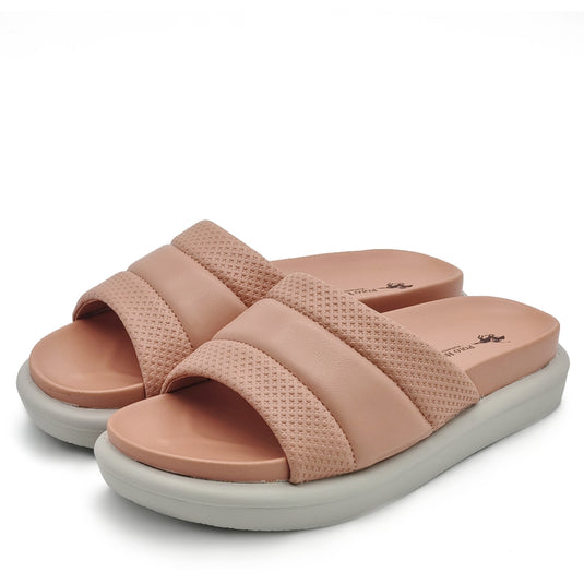 Puffy Pleather Slide Sandals