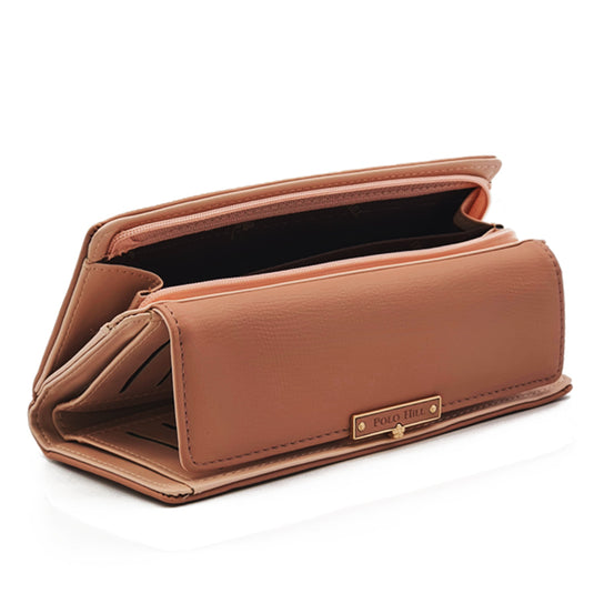 Long Snap Button Bi-Fold Wallet
