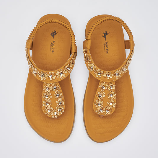 Kid Girl Elastic T-Strap Sandals