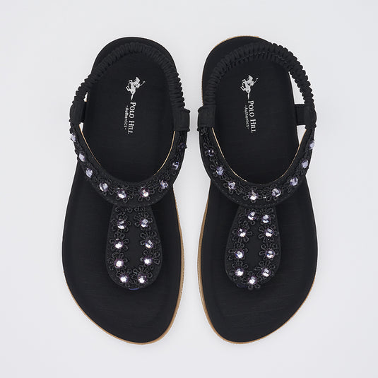 Kid Girl Elastic T-Strap Sandals