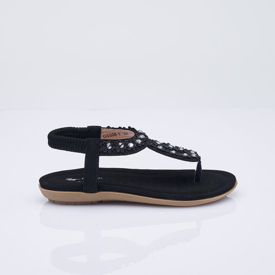 Kid Girl Elastic T-Strap Sandals
