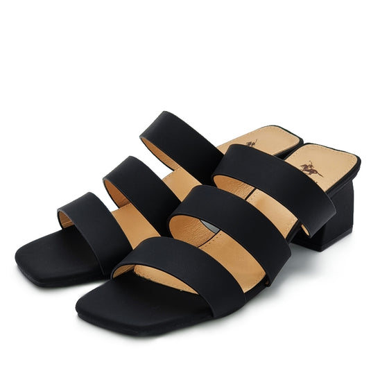 Open Square Toe Three Band Heels