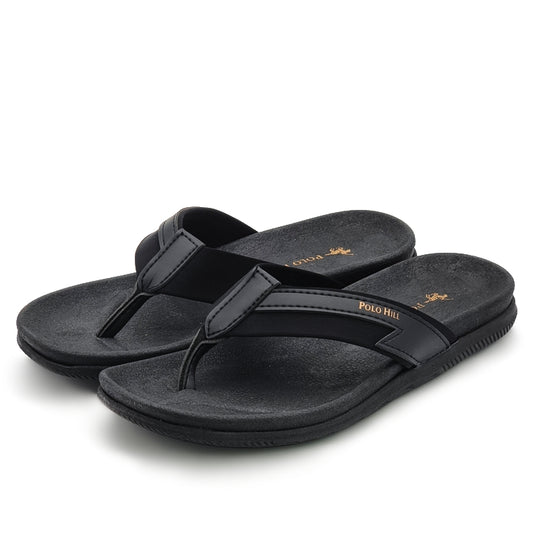 Contrasted V Strap Slide Sandals