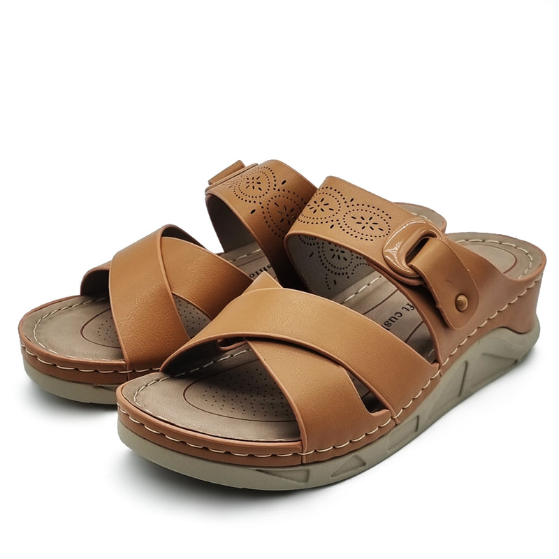 Load image into Gallery viewer, Cross Vamp Wedge Sandals

