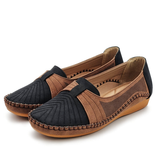 Contrast Vamp Belt Slip On Loafers Shoes