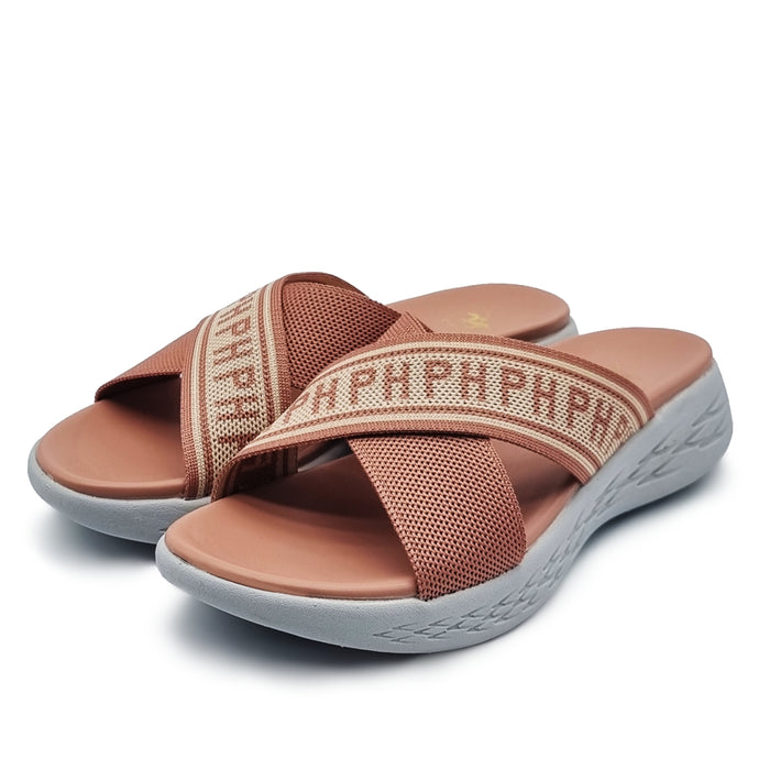 Woven Fabric Cross Band Sandals with Initials