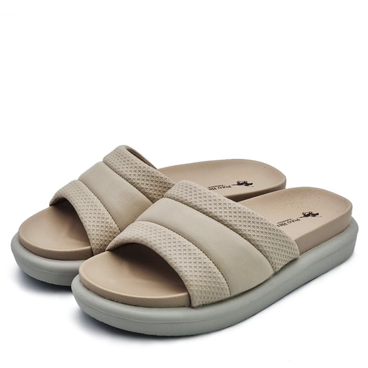 Puffy Pleather Slide Sandals