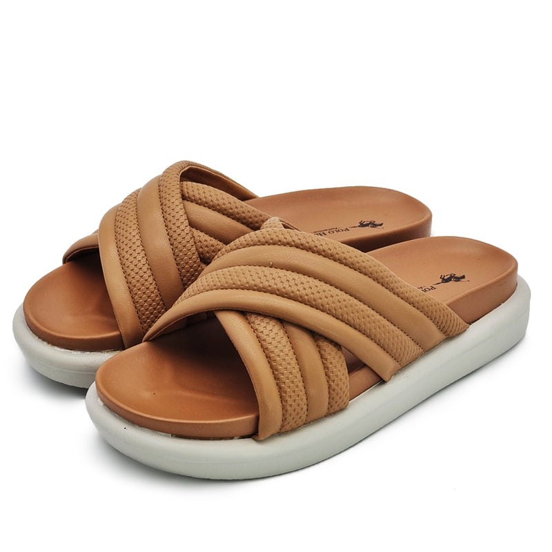 Load image into Gallery viewer, Puffy Pleather Crossband Slide Sandals
