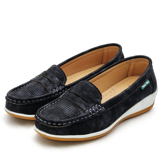 Perforated Vamp Penny Loafers