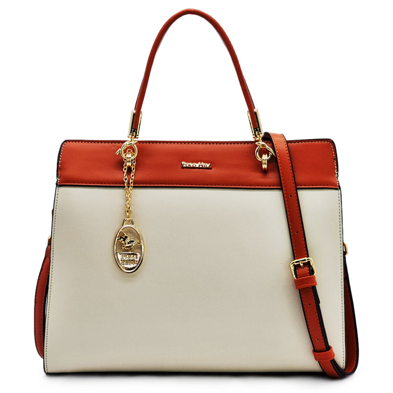 Load image into Gallery viewer, Ivory Two Tone Satchel Handbag

