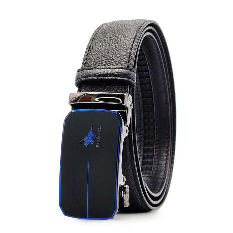 Load image into Gallery viewer, Automatic Buckle Genuine Leather Belt with Blue Accents
