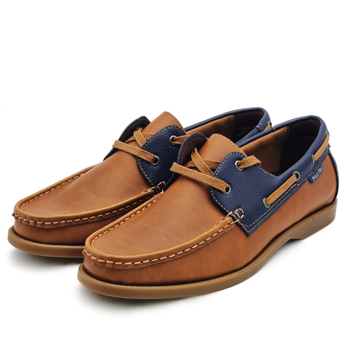 Lace Up Two-Tone Boat Shoes