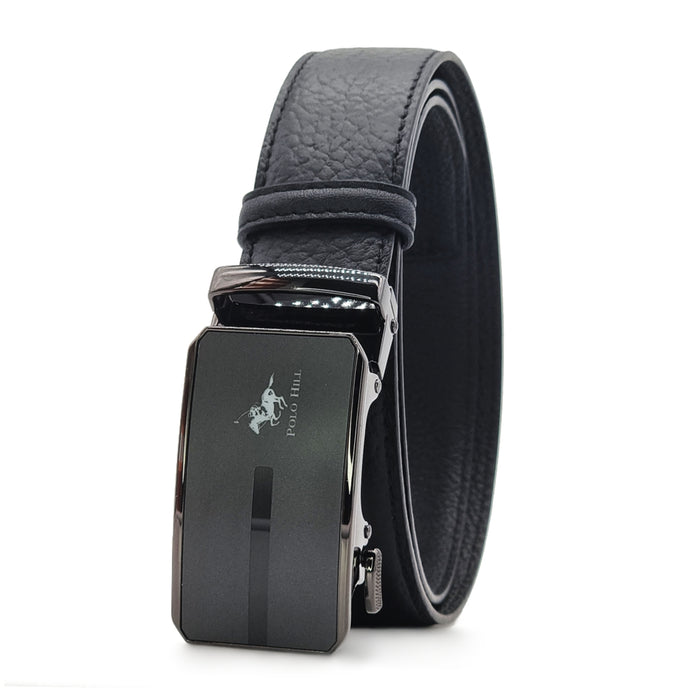 Automatic Buckle Genuine Leather Belt with Mirroring Effects