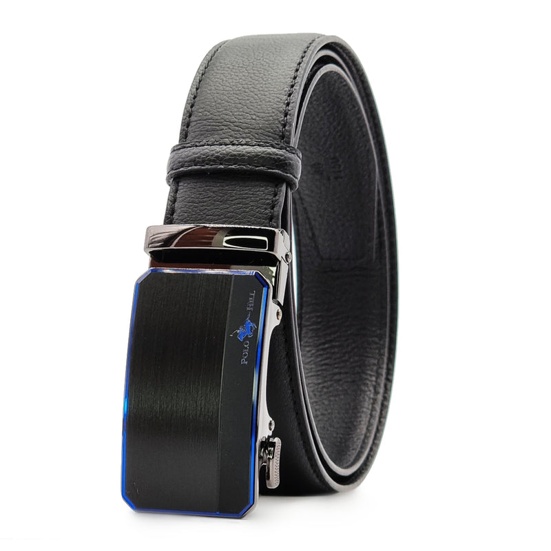 Load image into Gallery viewer, Automatic Buckle Genuine Leather Belt with Blue Accents

