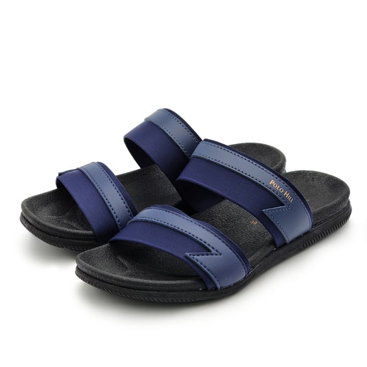 Contrasted Two Band Slide Sandals