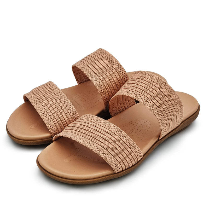 Load image into Gallery viewer, Knitted Mesh Fabric Two Band Sandals
