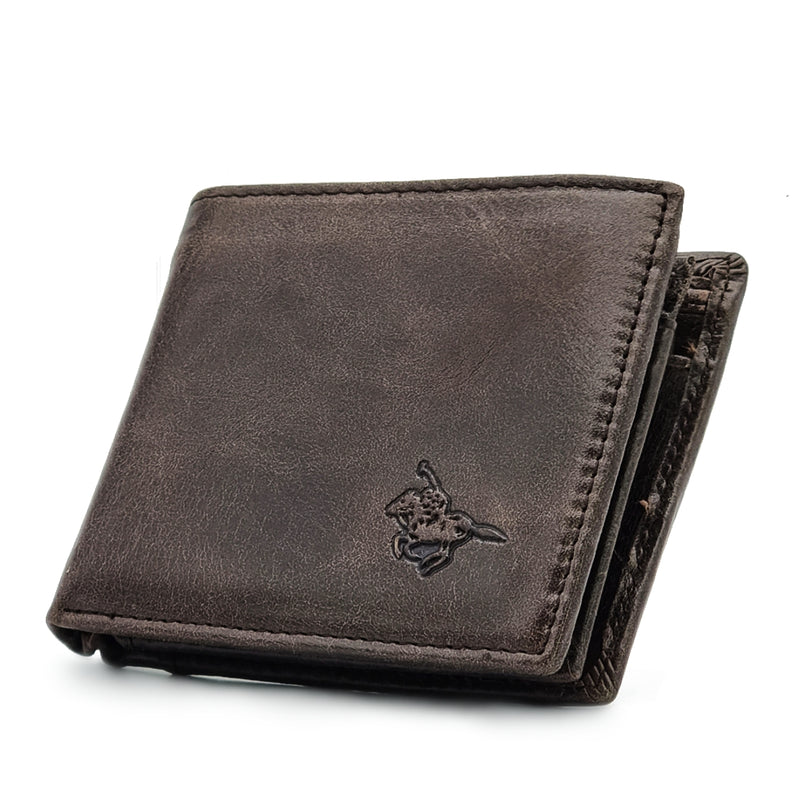 Load image into Gallery viewer, Genuine Leather Short BiFold Wallet - Coin Pouch
