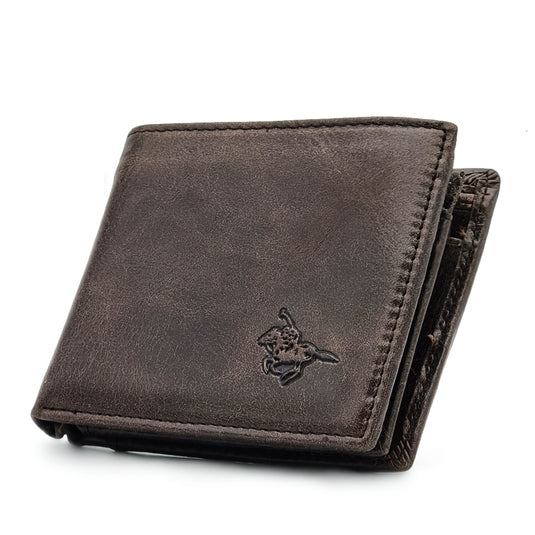 Genuine Leather Short BiFold Wallet - Coin Pouch