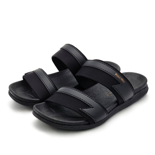 Contrasted Two Band Slide Sandals