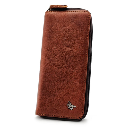 Genuine Leather Long Ziparound Wallet