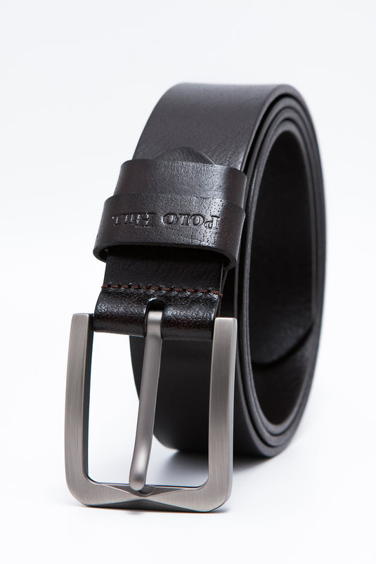 Genuine Leather Contemporary Full Hole Buckle Pin Belt