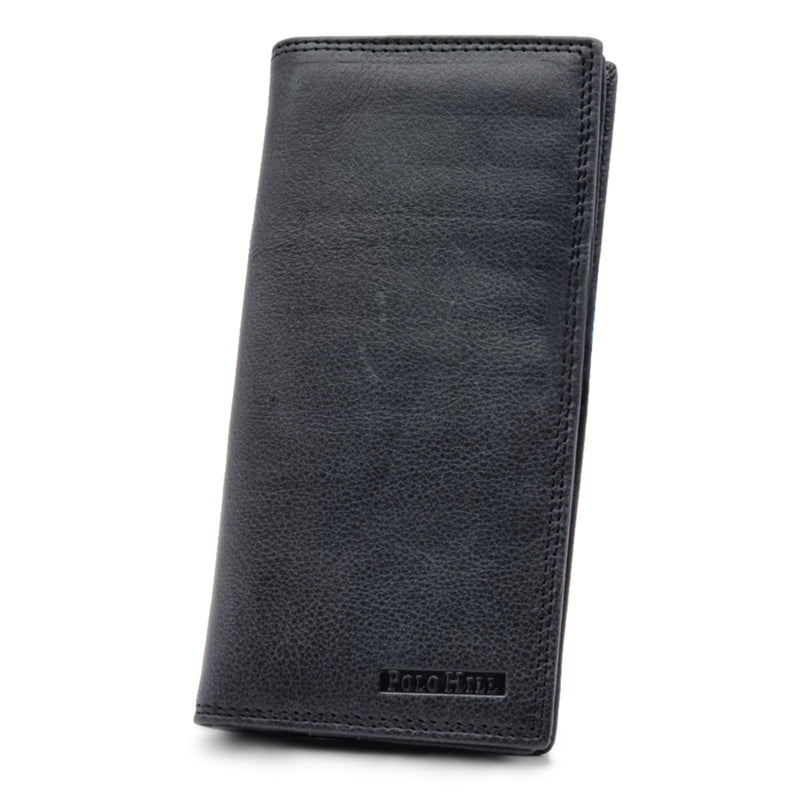 Load image into Gallery viewer, Genuine Leather Black Long BiFold Wallet
