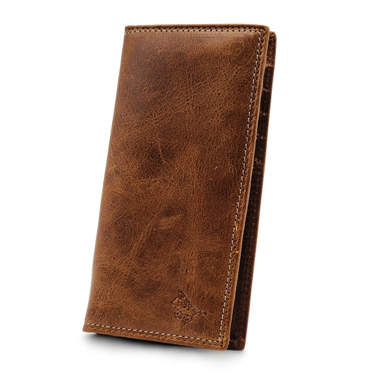 Genuine Leather Double Contrast Stitch Long Wallet