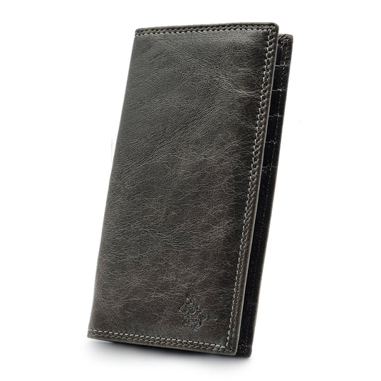 Genuine Leather Double Contrast Stitch Long Wallet