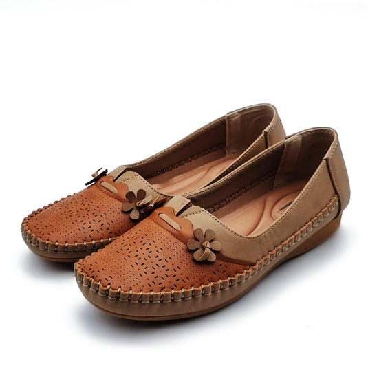 Perforated Flower Detail Loafers Shoes