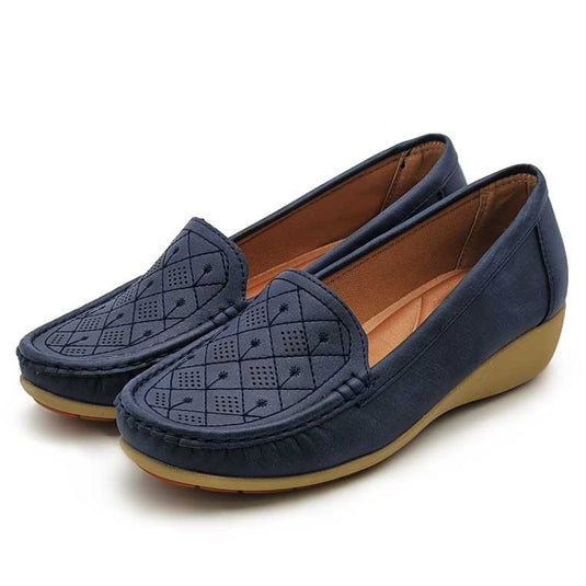 Low Wedge Heel Slip On Loafers