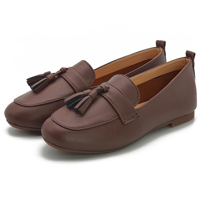 Load image into Gallery viewer, Low Flat Heel Slip On Tassel Loafers
