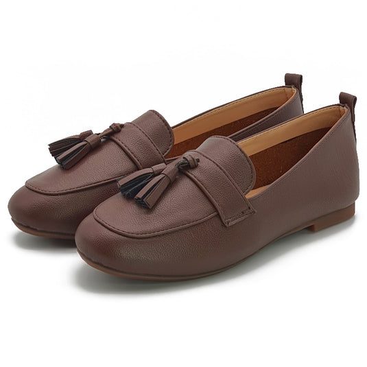 Low Flat Heel Slip On Tassel Loafers