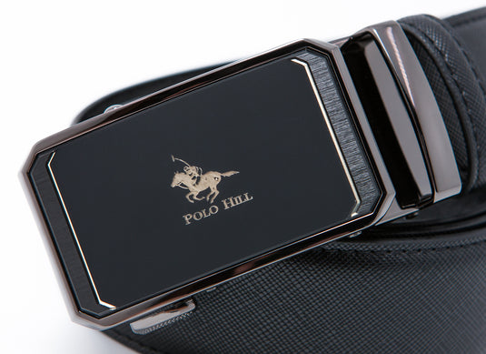 Cross Texture Leather Automatic Buckle Belt