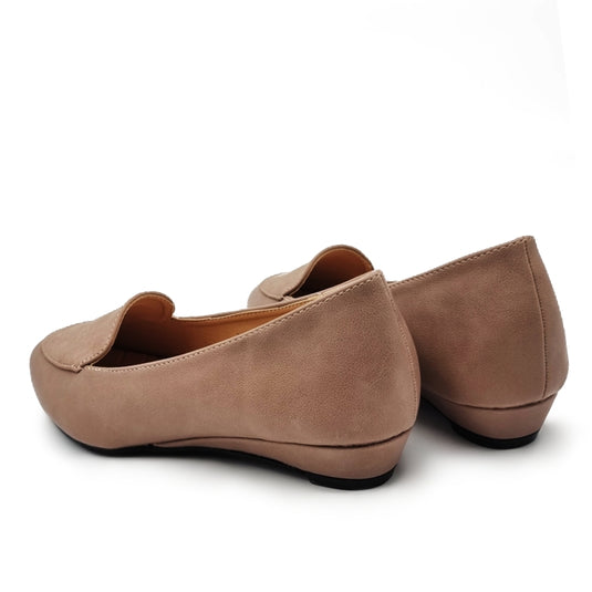 Low Wedge Heels Shoes with Suede Vamp