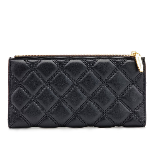 Quilted TriFold Zip Long Wallet