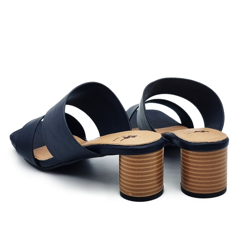 Load image into Gallery viewer, Square Open Toe Two Band Slide Heels
