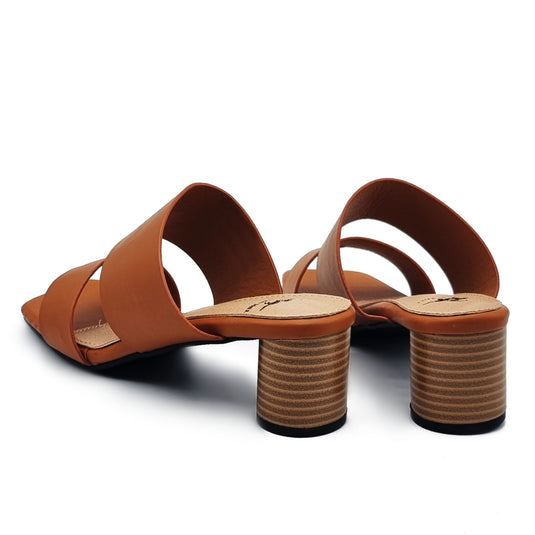 Square Open Toe Two Band Slide Heels