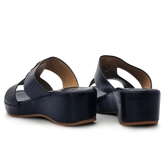 Studded Decor Piece Perforated Wedge Sandals
