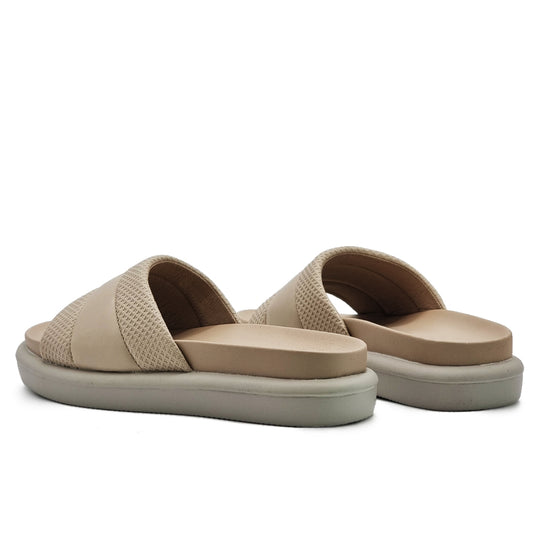 Puffy Pleather Slide Sandals