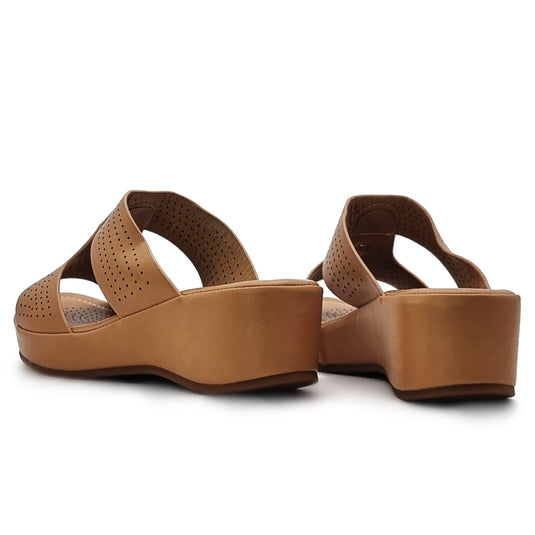 Studded Decor Piece Perforated Wedge Sandals