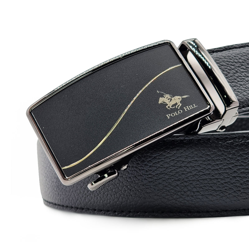 Load image into Gallery viewer, Automatic Buckle Genuine Leather Belt with Line Accents
