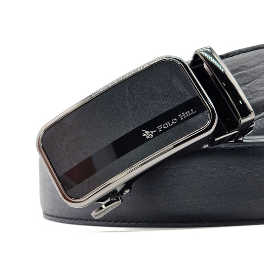 Automatic Buckle Genuine Leather Belt with Mirroring Effects