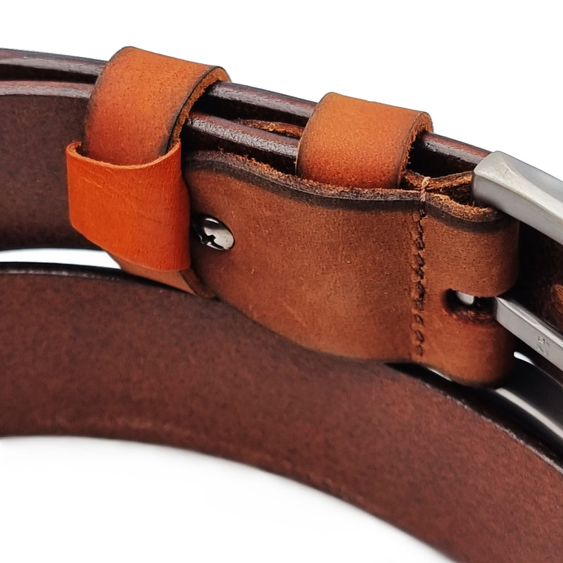 Load image into Gallery viewer, Genuine Textured Leather Full Hole Buckle Pin Belt
