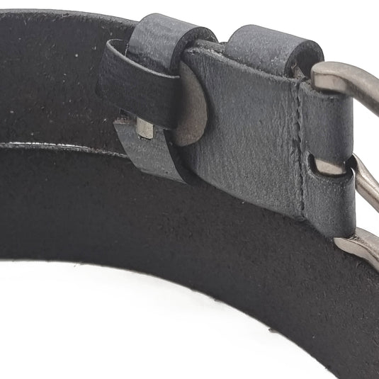 Genuine Textured Leather Tonal Buckle Pin Belt