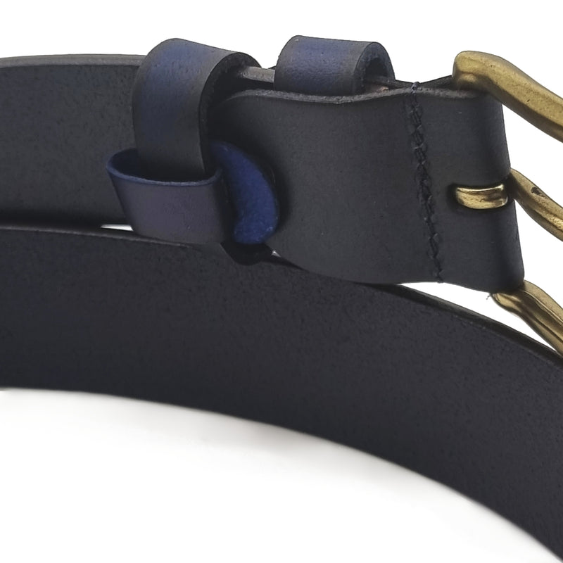 Load image into Gallery viewer, Genuine Textured Leather Tonal Buckle Pin Belt
