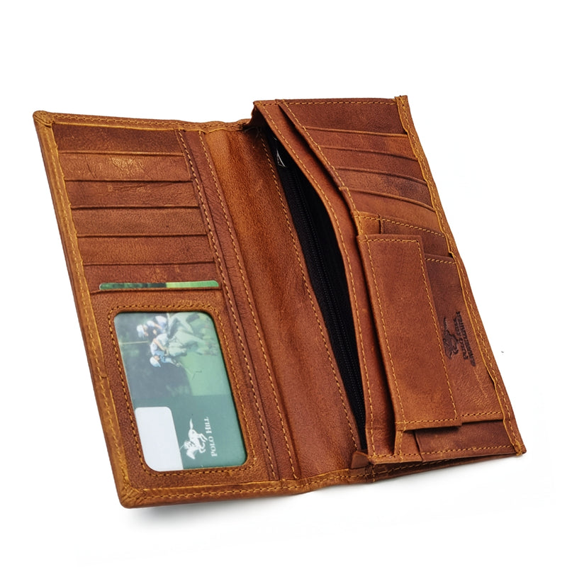 Load image into Gallery viewer, Leather Bi-Fold Long Wallet
