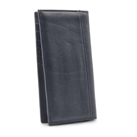 Mens Long Genuine Leather BiFold Wallet with Coin Compartment