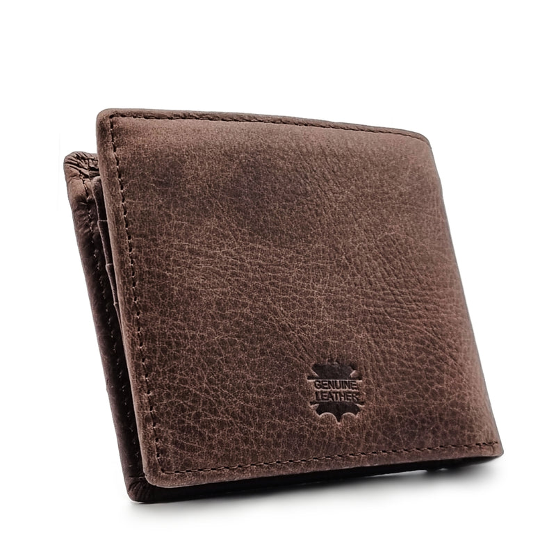 Load image into Gallery viewer, Copy of Genuine Leather Side Label Bi-Fold Wallet - Zip Pocket
